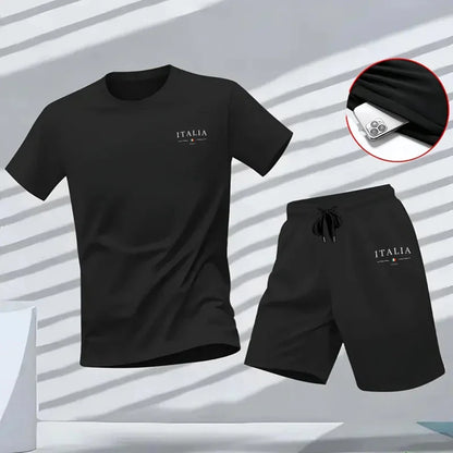 Men's Tracksuit Versatile 2026 Summer Outdoors Jogging Two-piece Set Shorts-sleeved T-shirt and Sport Short Daily Casual Quality