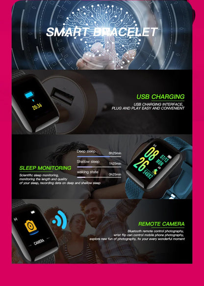 HOMEFISH Smart Fitness Tracker Bracelet with Color Screen Health Reminders Exercise Step Counting Information Notifications