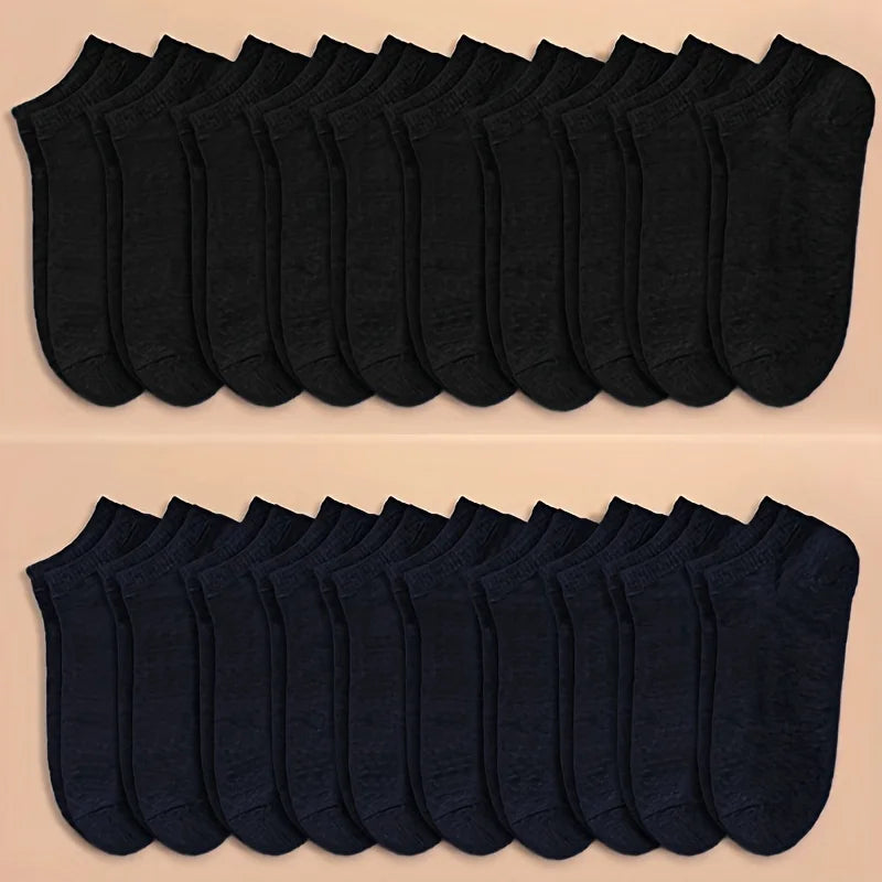 Unisex Solid Color Ankle Socks – 10/20/40 Pairs Soft Lightweight No Show Socks for Men & Women, Bulk Value Pack