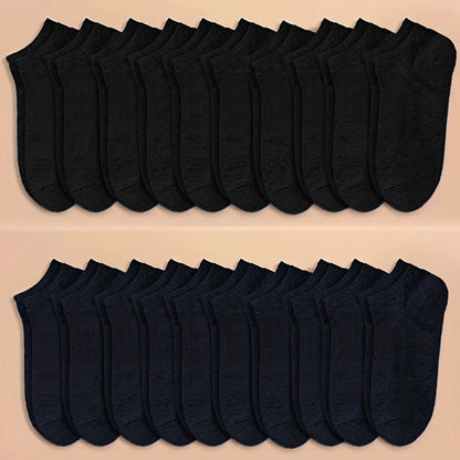 Unisex Solid Color Ankle Socks – 10/20/40 Pairs Soft Lightweight No Show Socks for Men & Women, Bulk Value Pack