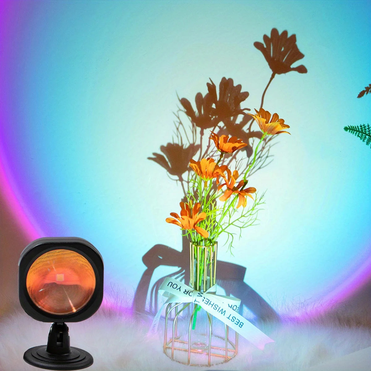 Sunset Lamp Projector LED Ambient Night Light with Adjustable Stand for Bedroom, Living Room Decor, Photography, and TikTok Live