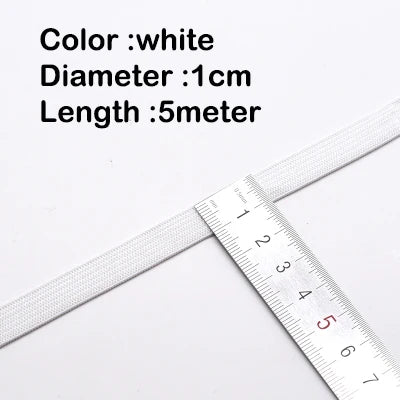 5Meters Sewing Elastic Band Heavy Stretch High Elasticity Knit Elastic Band for Sewing Waistband Elastic White black 10-60MM