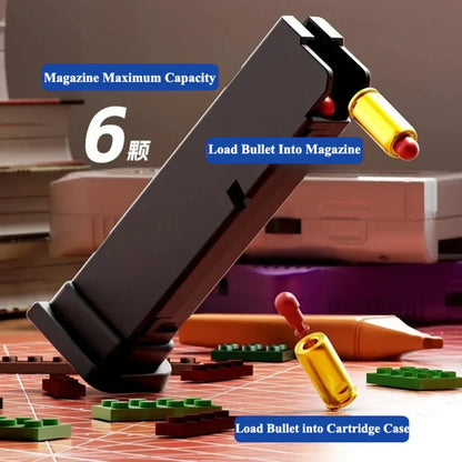 Continuous Firing Building Block Toy Gun Shell Throwing  Airsoft Blowback Empty Hanging Pistol Outdoor CS Weapon for Boys Adult