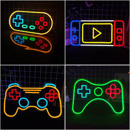 Arcade Neon Sign LED Game Room Handle Neon Light Wall Decor Gamer Teen Shop Internet Cafes USB port Party Birthday Gift