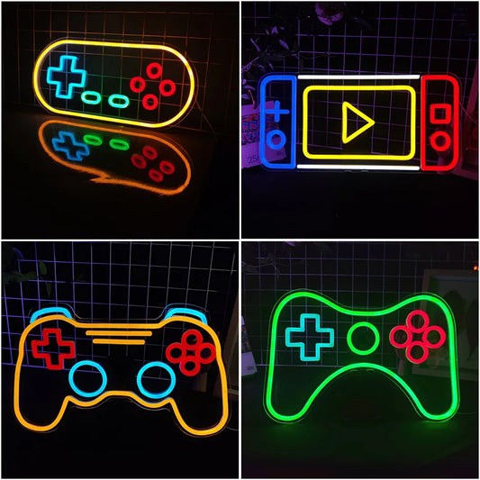 Arcade Neon Sign LED Game Room Handle Neon Light Wall Decor Gamer Teen Shop Internet Cafes USB port Party Birthday Gift