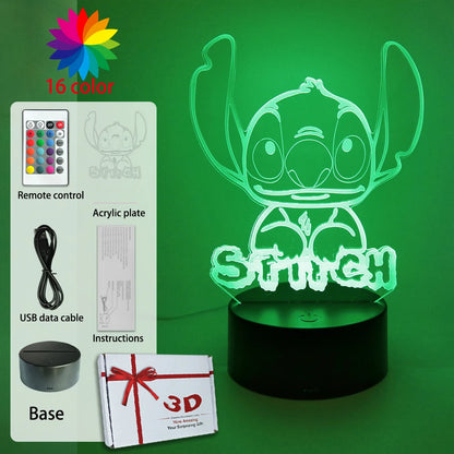 LED Night Light Illusion Stitch Lamps Remote Control Smart Touch Home Room Decor Lamp Christmas Valentine's Day Birthday Gifts
