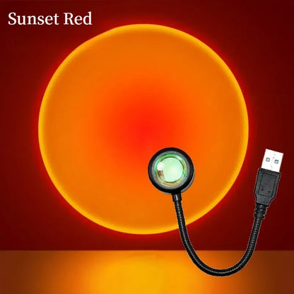 LED Sunset Lamp USB Rainbow Neon Night Light Projector Lamp Room Phone Self Photography Atmosphere Light Bedroom Wall Decor Gift