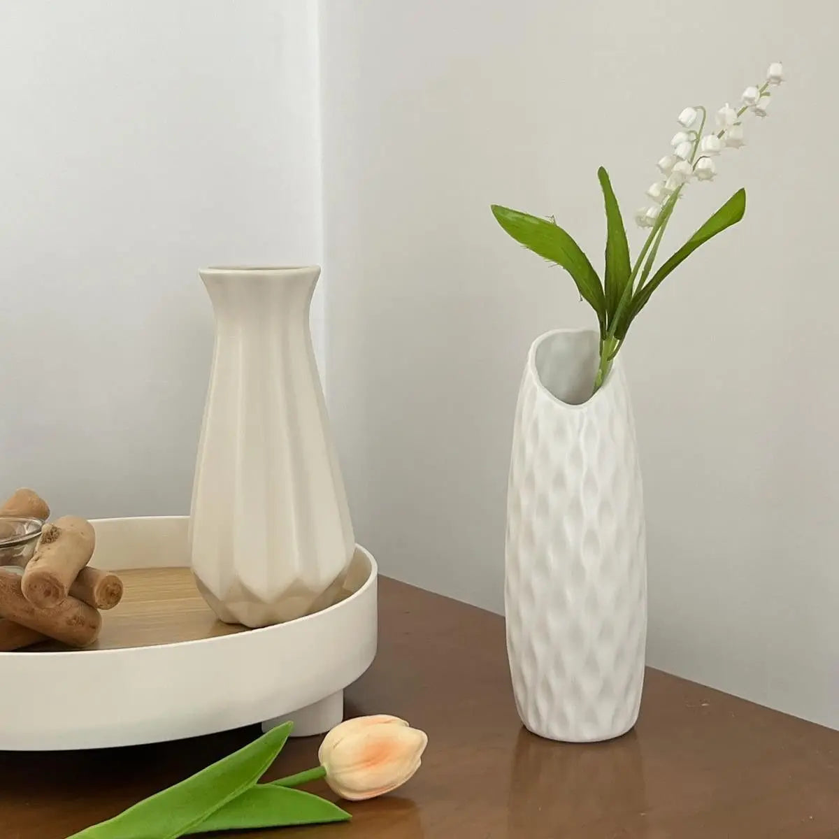 Plastic Vases Concise Imitation Ceramic Flowers Pots Wedding Home Garden Table DIY Gifts Bonsai Festival Party Courtyard Decor