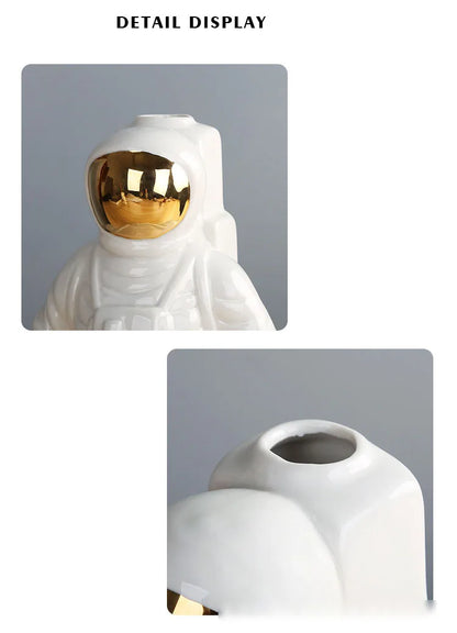 European Ceramic Vase Handwork Astronaut Living Room Modern Ornaments Office Desktop Flower Vases Creativity Home Decoration