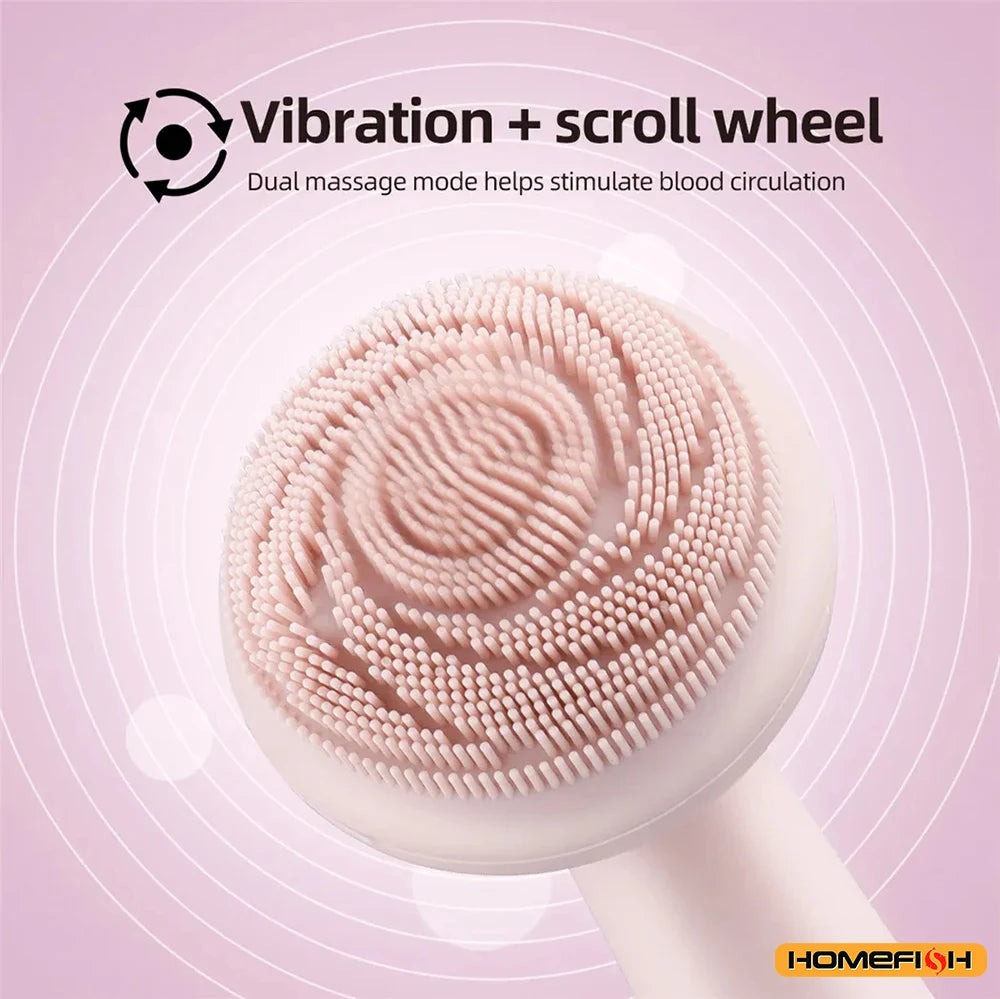 Rechargeable Electric Silicone Facial Cleansing Brush – Waterproof Vibration Massage Tool for Deep Pore Cleansing