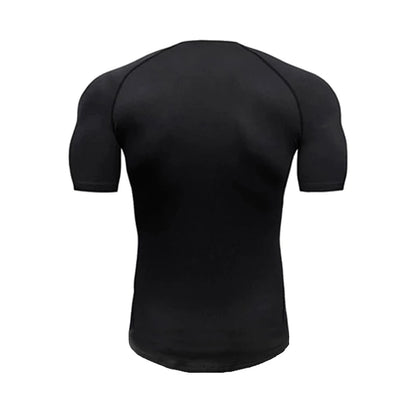 Mens Running T-shirts Solid Slim Fit V-neck Fitness T Shirt Tight Gym Clothing Bodybuilding Workout Quick Dry Training Tee Shirt