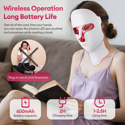 Wireless 7 Color LED Face Mask Portable Photon LED Facial Mask Anti Aging Repair Skin Face Lifting Skin Care Beauty Mask Tool