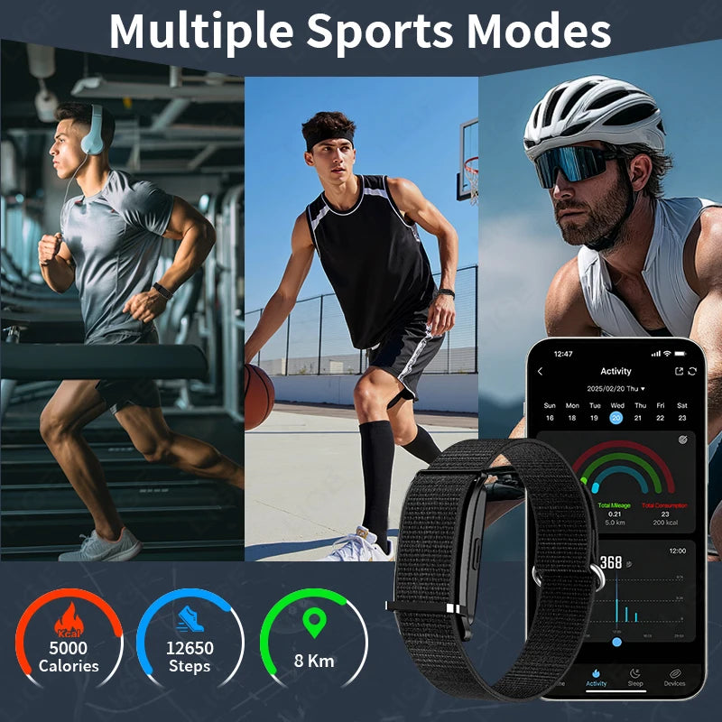 2026 Fitness Tracker Smart Bracelet Pedometer No Screen Breathable Sport Wristband Call Reminder Heart Rate Monitor Smartwatch