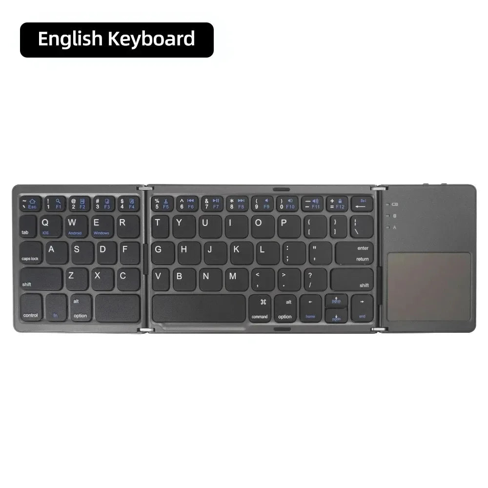Foldable Bluetooth Keyboard With Touchpad Mini Wireless Keyboard Rechargable Keyboard For IOS Android Windows Tablet Notebook