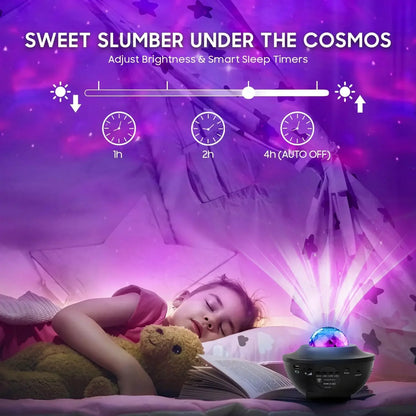 Starry Projector Galaxy Night Light with Ocean Wave Music Speaker Sky Light Projector for Bedroom Decor Kids Birthday Gift Party