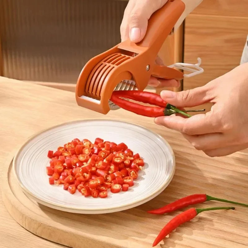 Fruit & Vegetable Slicer, Food - Grade Spring - Clip Cutter, Wavy Blade Even Slicing Kitchen Tool