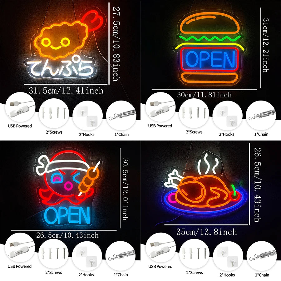 Gourmet Led Neon Sign, Used For Wall Business Decor, Usb Powered, Restaurant, Fast Food Restaurant, Shop Window Wall Lamp.
