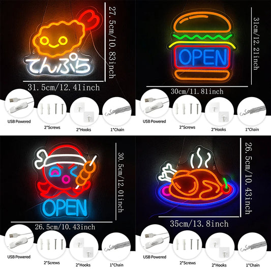 Gourmet Led Neon Sign, Used For Wall Business Decor, Usb Powered, Restaurant, Fast Food Restaurant, Shop Window Wall Lamp.