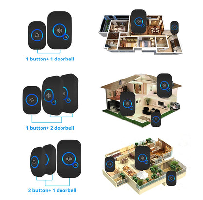 Wireless Doorbell FullHouse Waterproof Door Chime Kit Includes Push Button Transmitter and Plug In Receiver