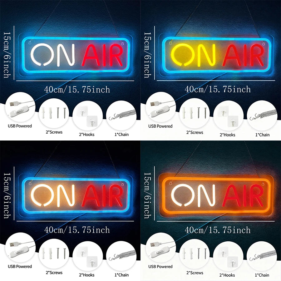 On Air Led Neon Sign, Used For Wall Decor, Game Player Live Broadcast, Music Studio, Recording Studio, Bar, Party Wall Lamp.