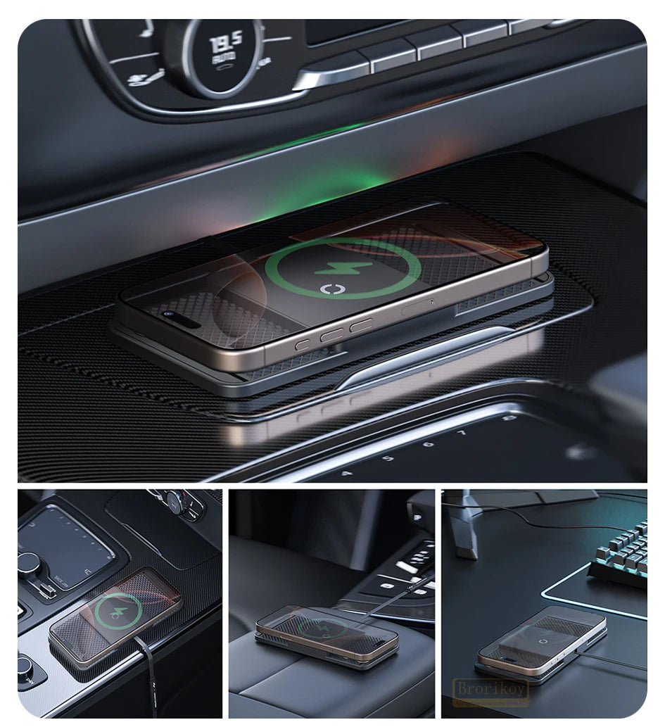 Magnetic Wireless Car Charger 15W Charging Pad Charger Wireless Charger Car Non-Slip Type C For iPhone 17 16 15 14 Pro Xiaomi 17