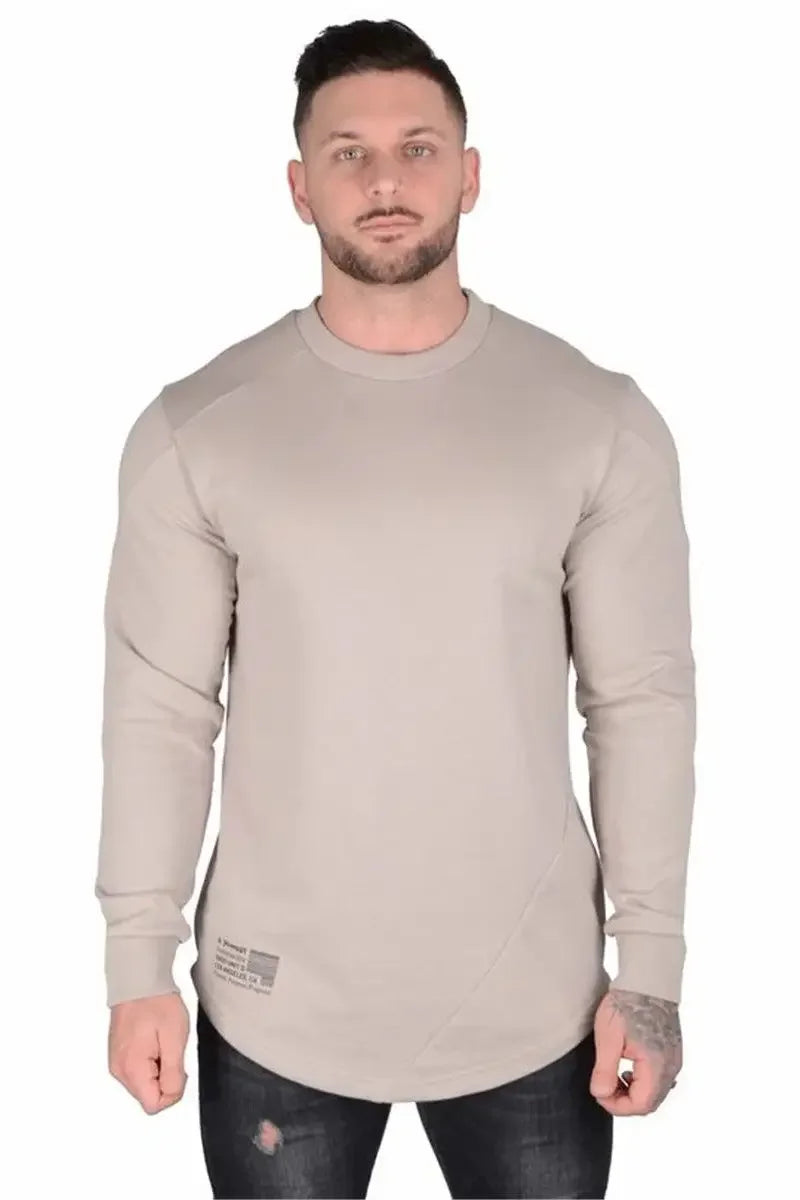 Tops Slim Fit Gym Tight T Shirts for Men Smooth Male Clothes Aesthetic Running Fashion Trends 2025 Casual Long Sleeve Bulk Emo A