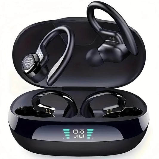 True Wireless Earbuds, Tws Headphones with Microphone, Sports Ear Clip Headphones, Stereo In-Ear Headphones with Led Display