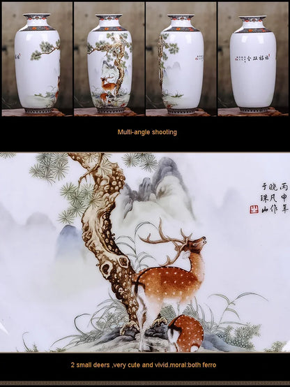 Ceramic Jingdezhen Vase Chinese Traditional Flower Vases Living Room Decoration Vase Fine Smooth Surface Furnishing Articles