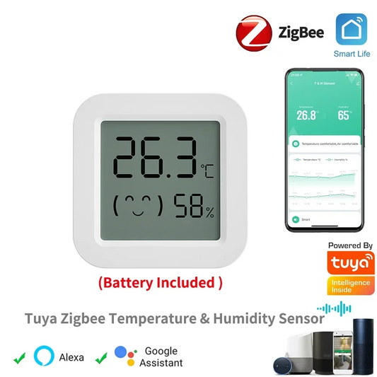 Tuya Zigbee Temperature Humidity Sensor Mini LCD Digital Display SmartLife APP Remote Monitoring Indoor Thermometer Hygrometer