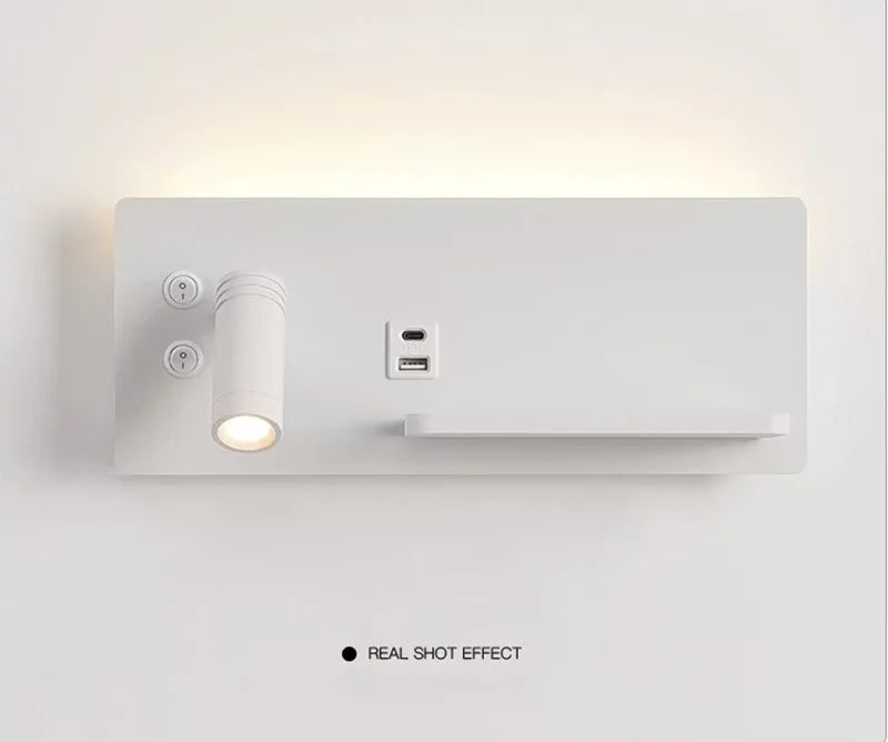 Nordic 12W LED Wall Light With USB Fast Charging  Modern Free Rotation Angle Wall Sconces for Bedroom Living Room Bedside