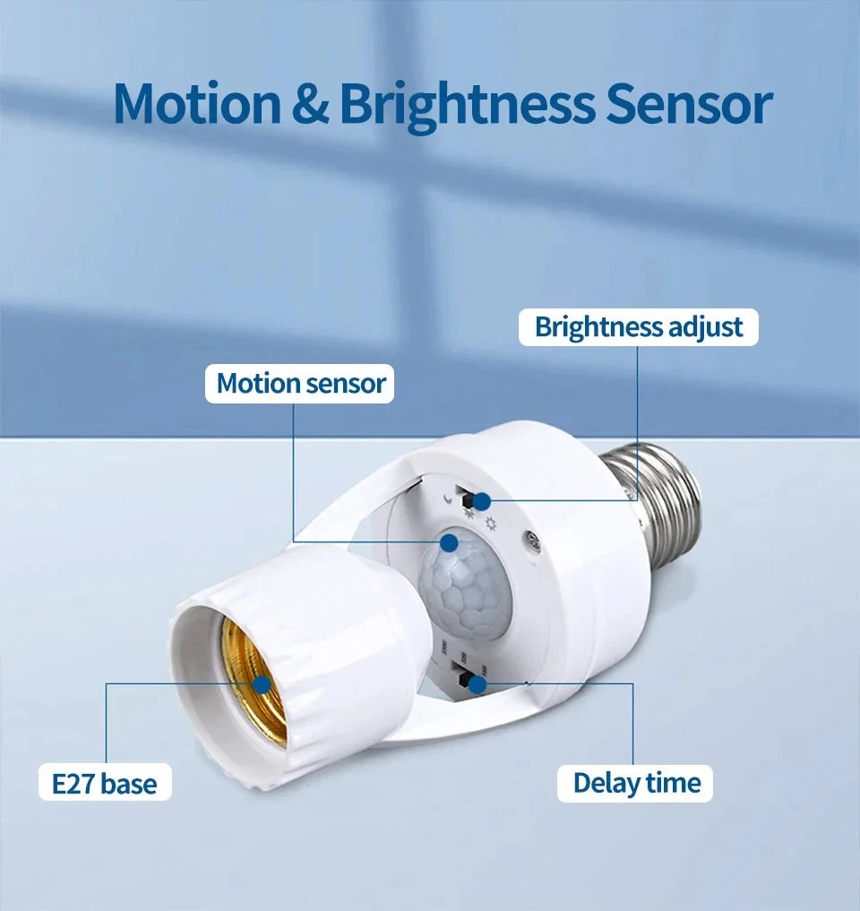 Smart Motion Sensor Light Bulb Holder E27 PIR Induction Sensor Adapter Lamp Base Converter Automatic LED Switch AC 110V 220V