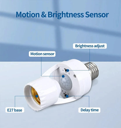 Smart Motion Sensor Light Bulb Holder E27 PIR Induction Sensor Adapter Lamp Base Converter Automatic LED Switch AC 110V 220V