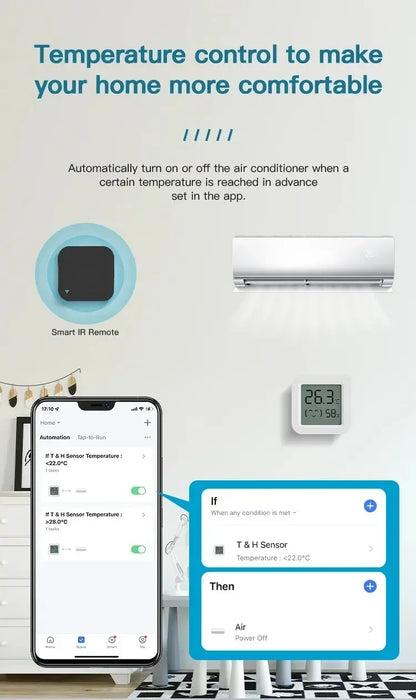 Tuya Zigbee Temperature Humidity Sensor Mini LCD Digital Display SmartLife APP Remote Monitoring Indoor Thermometer Hygrometer