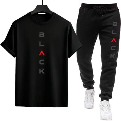 Mens Tracksuit Printed Casual Short Sleeve Daily Sports Jogging Man Clothing Single Piece T-shirt Pants Spring Summer Sportswear