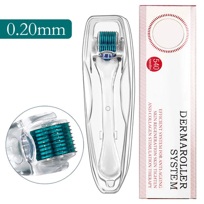 1Pcs Derma Roller 0.2/0.25/0.3mm for Hair Beard Grow Titanium 540 Microneedles Cosmetic Beauty Facial Device for Women and Man