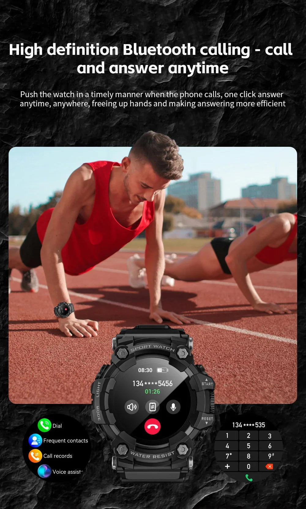 Fitness Tracker Smart Watch for Men Heart Rate Monitor Blood Pressure Smart Watch Suitable for Android IOS