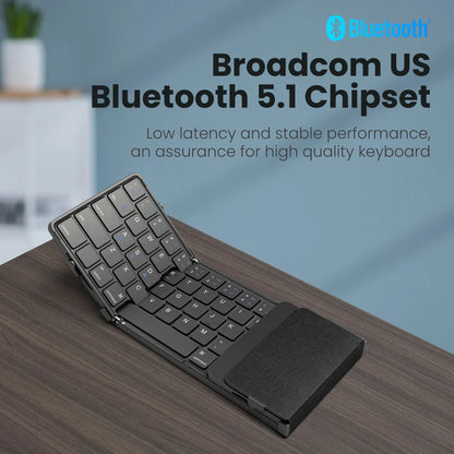 Foldable Bluetooth Keyboard with Touchpad Wireless Folding Keyboard with PU Leather for iOS Android Windows,Support 3 Devices