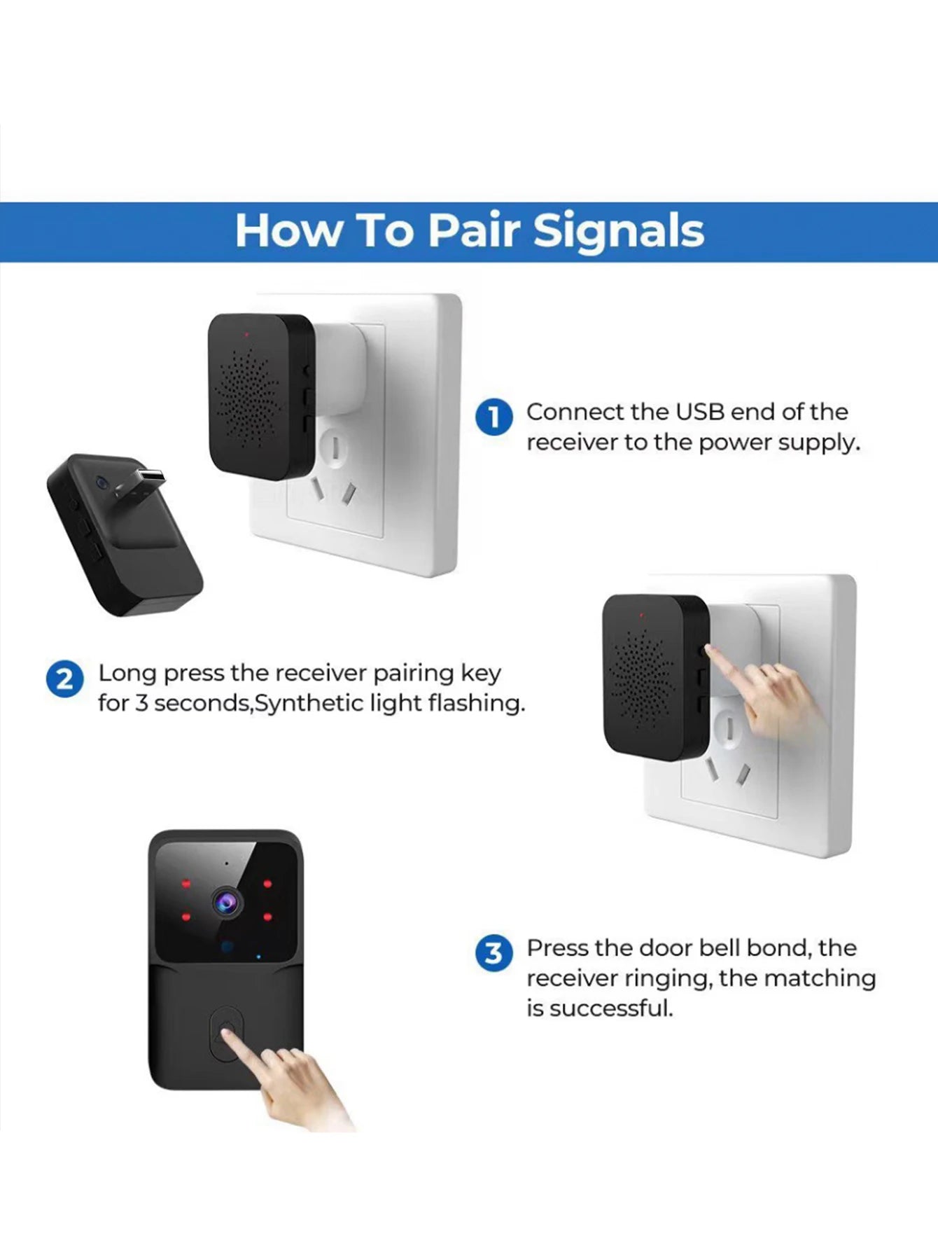 HD Night Vision Low Power WIFI Rechargeable Video Doorbell 1 Drag 1 Intelligent Security Home Intercom
