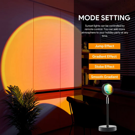 Sunset Lamp with Remote, Multicolor 180 Rotation Rainbow Night Light, 4-Mode for Photography/Selfie/Party/Decor, Gifts for Women