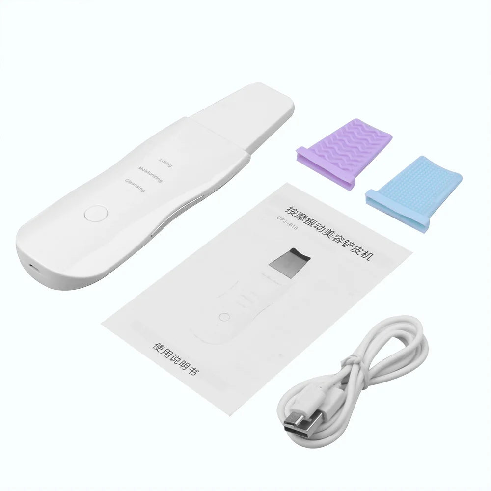Deep Vibrate Skin Scrubber Facial Cleaner Shovel Spatula Not Ultrasonic Face ScrubberPeeling Blackhead Remover Facial Ma ssager