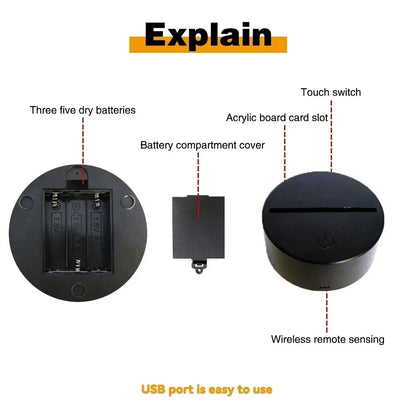 LED Night Light Illusion Stitch Lamps Remote Control Smart Touch Home Room Decor Lamp Christmas Valentine's Day Birthday Gifts