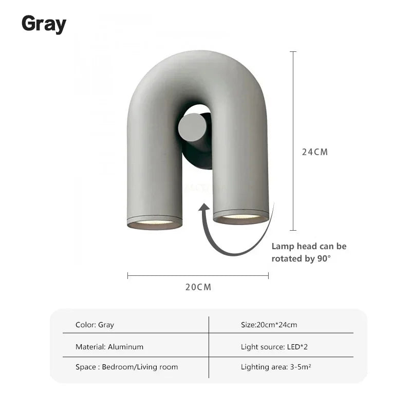 Nordic LED Wall Light U Shaped Art Lamps For Bedroom Bedside Living Room Corridor TV Background Home Indoor Simple Decor Fixture