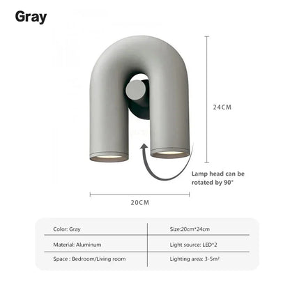 Nordic LED Wall Light U Shaped Art Lamps For Bedroom Bedside Living Room Corridor TV Background Home Indoor Simple Decor Fixture