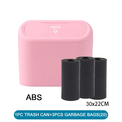 1/2/3Pcs Car Trash Can (with Lid) Contains 60 (300) Garbage Bags, Small Car Trash Can, Leak-proof Mini Car Accessories