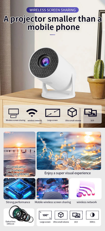 Mini WiFi Projector HY300mini HD Portable Projection Device for Home Theater