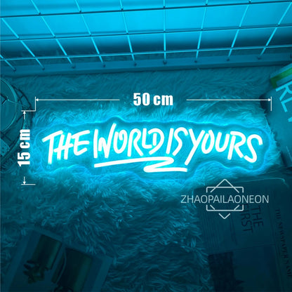 Neon Sign The World Is Yours Neon Led Sign Boy Girl Bedroom Game Room Decor Wall Hanging Neon Lights Personalized Gift Birthday