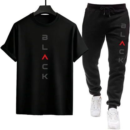 Mens Tracksuit Printed Casual Short Sleeve Daily Sports Jogging Man Clothing Single Piece T-shirt Pants Spring Summer Sportswear