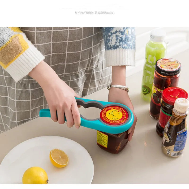 Jar Opener Easy Grip Wrench 4 in 1 Handy Save Strength Can Beer Bottle Cap Openers Lid Twist Off Tools Portable Kitchen Gadgets