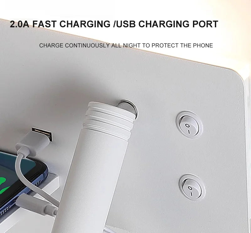 Nordic 12W LED Wall Light With USB Fast Charging  Modern Free Rotation Angle Wall Sconces for Bedroom Living Room Bedside