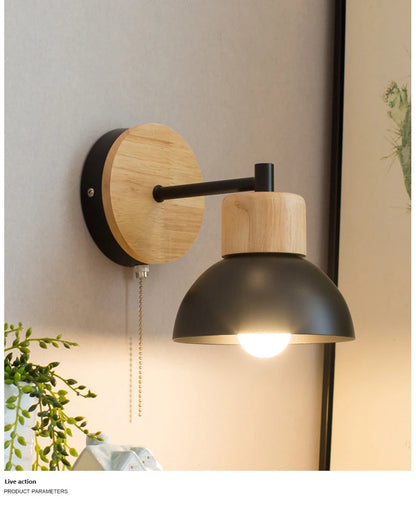 Nordic LED Wall Lamp Wood Creative Lighting Fixture Guest Room Balcony Staircase Sconce Bedroom Bedside Decor Light with bulb
